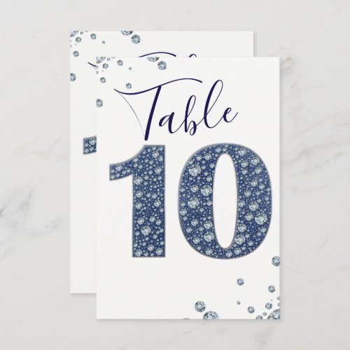 Denim  Diamonds Bling Sparkle Table Number 10 TEN