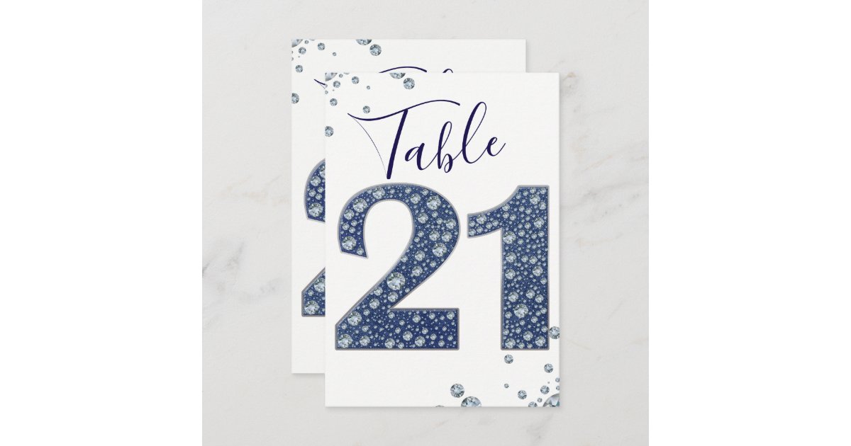 Denim & Diamonds Bling Sparkle Table Number 21 Zazzle