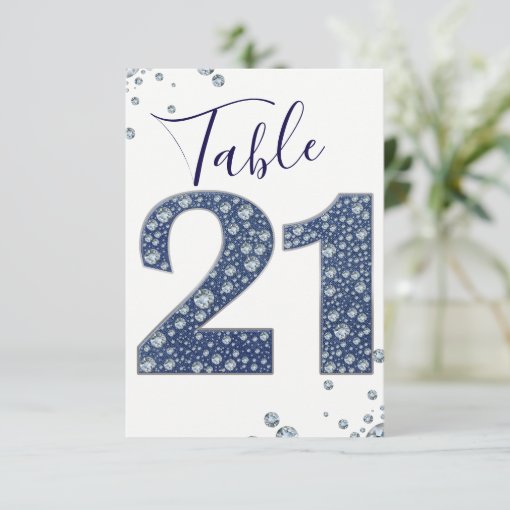 Denim & Diamonds Bling Sparkle Table Number 21 Zazzle