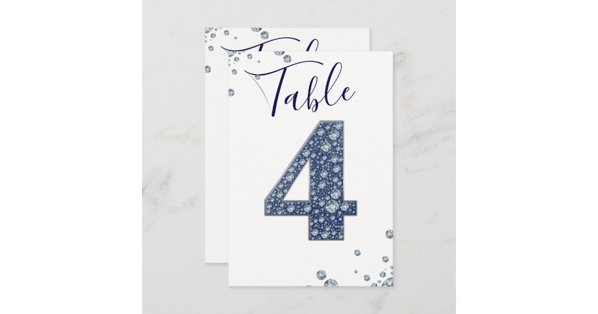 Denim & Diamonds Bling Sparkle Table Number 4 Four | Zazzle.com