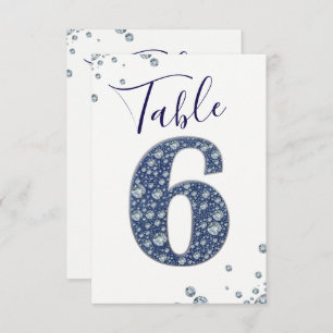 Denim & Diamonds Bling Sparkle Table Number 6 SIX
