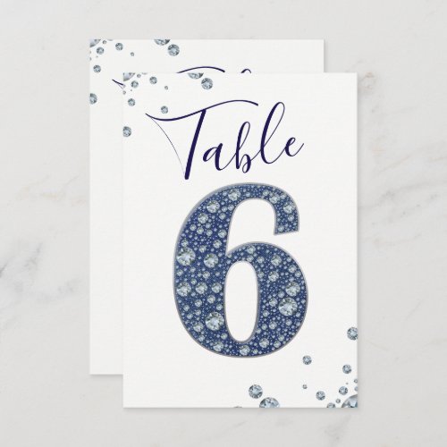 Denim  Diamonds Bling Sparkle Table Number 6 SIX