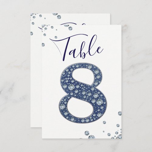 Denim Diamonds Bling Sparkle Table Number 8 EIGHT