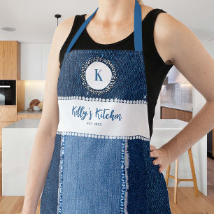 Denim Diamonds Blue Country Custom Monogram Gift Apron