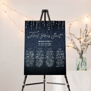 Denim Diamonds Bridal Shower Blue Seating Chart Foam Board