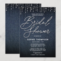 Denim Diamonds Calligraphy Elegant Bridal Shower