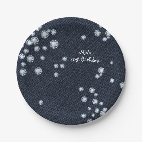 Denim  Diamonds Chic Elegant Bling Party Plates