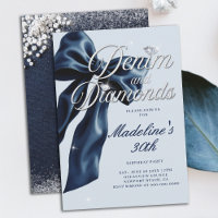 Denim Diamonds Dark Blue Bow 30th Birthday Party