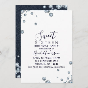 Denim & Diamonds Denim Birthday Sweet 16 Party Invitation