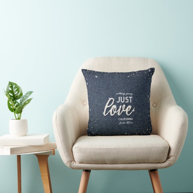 Denim Diamonds Elegant Just Love Wedding Favor Throw Pillow (Chair)