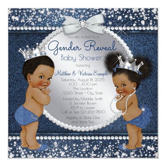 decorations shower baby zazzle Diamonds Ethnic  Gender Shower Denim Card Zazzle.com  Reveal