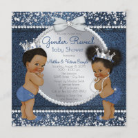 Denim Diamonds Ethnic Gender Reveal Shower Invitation