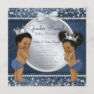 Denim Diamonds Ethnic Gender Reveal Shower Invitation