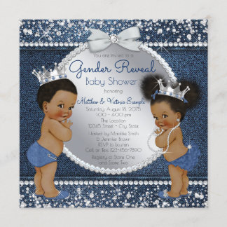 Denim Diamonds Ethnic Gender Reveal Shower Invitation