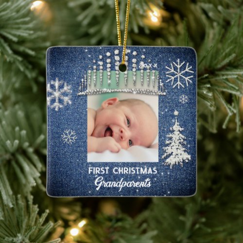 Denim Diamonds First Christmas Tiara Grandparents Ceramic Ornament