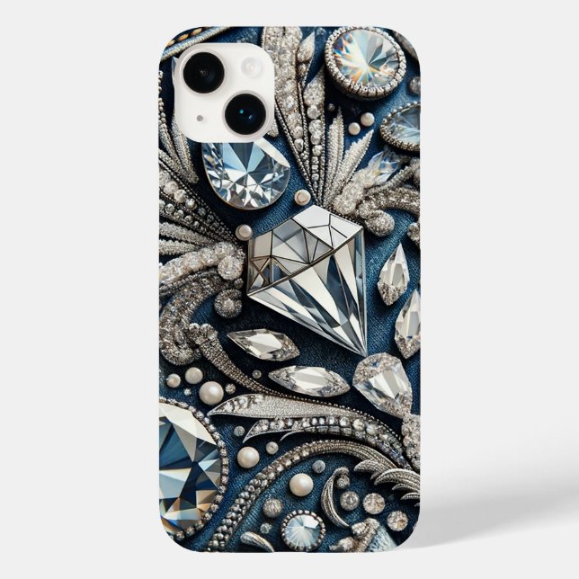 Denim & Diamonds Gemstone Bling Jean  Case-Mate iPhone Case (Back)