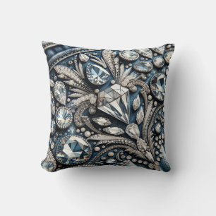 Denim & Diamonds Gemstone Jean Birthday Party Throw Pillow