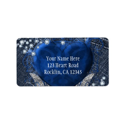 Denim  Diamonds Glam Birthday Party Invitation Label