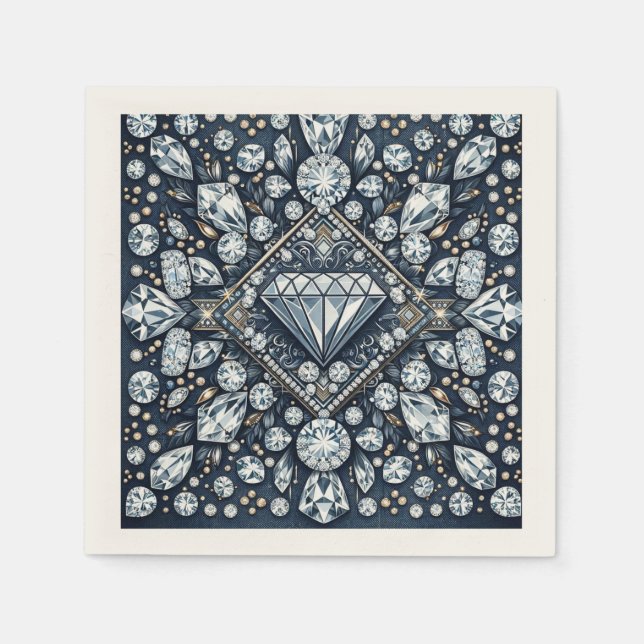 Denim & Diamonds Glam Bling Birthday Party Napkins (Front)
