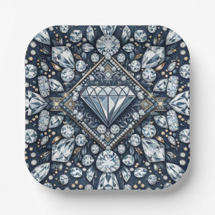 Denim & Diamonds Glam Bling Birthday Party Paper Plates