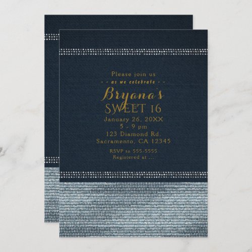 Denim  Diamonds Glam Bling Party Invitations