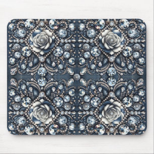 Denim & Diamonds Glam Bling Rose Jewels Mouse Pad