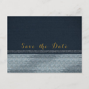 Denim & Diamonds Glam Bling Save the Date Party Announcement Postcard