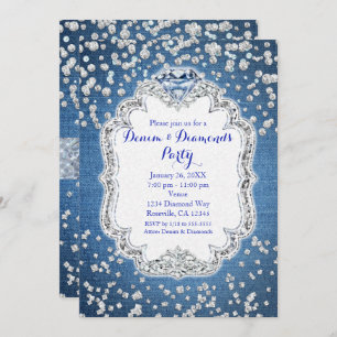 Denim & Diamonds Glam Scattered Bling Invitations