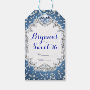 Denim & Diamonds Glam Scattered Bling Party Favor Gift Tags