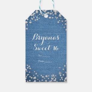 Denim & Diamonds Glam Scattered Bling Party Favor Gift Tags