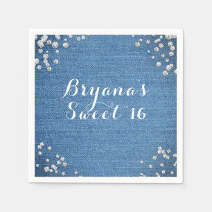 Denim & Diamonds Glam Scattered Bling Party Napkins