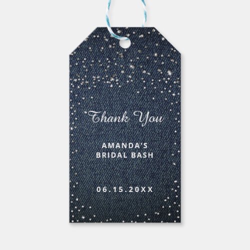 Denim Diamonds Glitter Bridal Shower Personalized Gift Tags