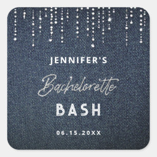 Denim Diamonds Glitter Dripping Bachelorette Party Square Sticker