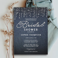Denim Diamonds Glitter Drips Elegant Bridal Shower