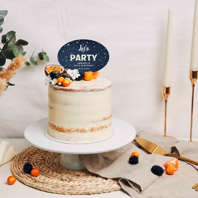 Denim Diamonds Glitter Rhinestone Chic Let's Party Cake Topper (Creator Uploaded)
