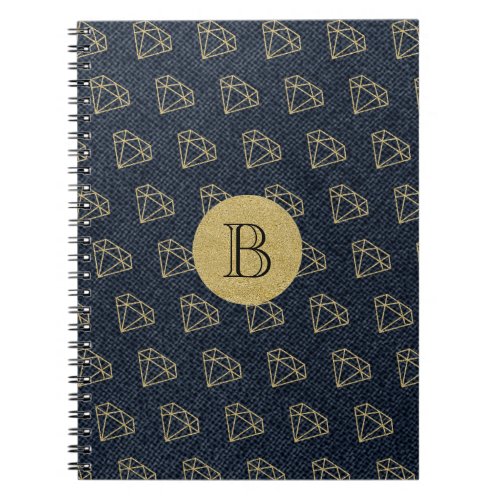 Denim  Diamonds Gold  Blue Glamour Bling Notebook