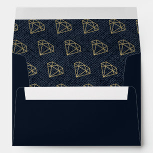 Denim & Diamonds Gold & Blue Party Invitation Envelope