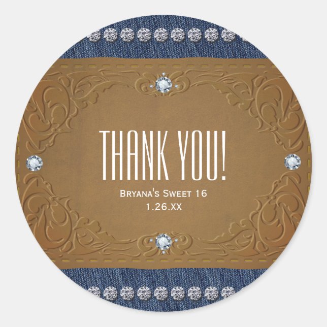 Denim & Diamonds Jeans Label Birthday Party Favor (Front)