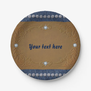 Denim & Diamonds Jeans Label Glam Party Paper Plates
