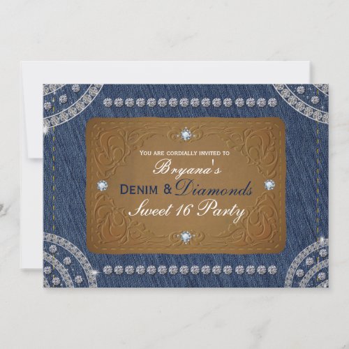 Denim  Diamonds Jeans Label Party Invitations