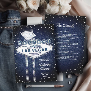 Denim Diamonds Las Vegas Bling Bachelorette Party Invitation