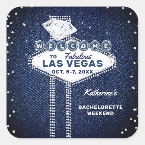 Denim Diamonds Las Vegas Thanks Bachelorette Party Square Sticker