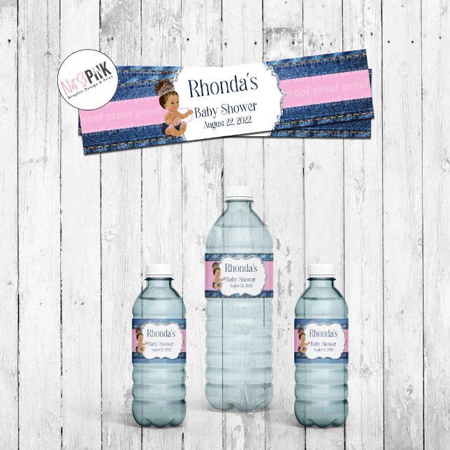 Denim, Diamonds, Little Girls Water Bottle Label (Creator Uploaded)