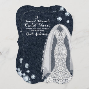 Denim & Diamonds Modern Rustic Glam Bridal Shower Invitation