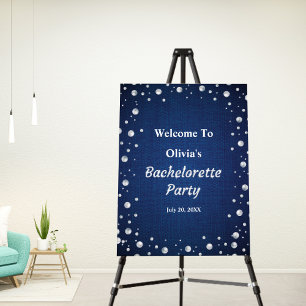 Denim Diamonds Pearls Bachelorette Party Welcome Foam Board