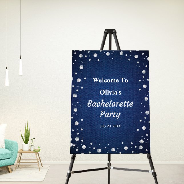 Denim Diamonds Pearls Bachelorette Party Welcome  Foam Board (Denim Diamonds Pearls Bachelorette Party Welcome Sign  )