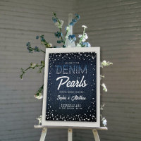 Denim Diamonds Pearls Blue Couple Shower Welcome