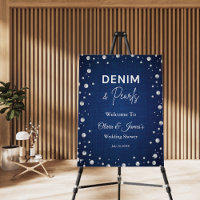 Denim Diamonds Pearls Blue Couple's Shower Welcome