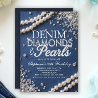 Denim Diamonds Pearls Chic Classy Stylish Birthday