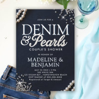 Denim Diamonds Pearls Elegant Blue Couple Shower